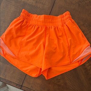 Lululemon highlighter orange hotty hot short